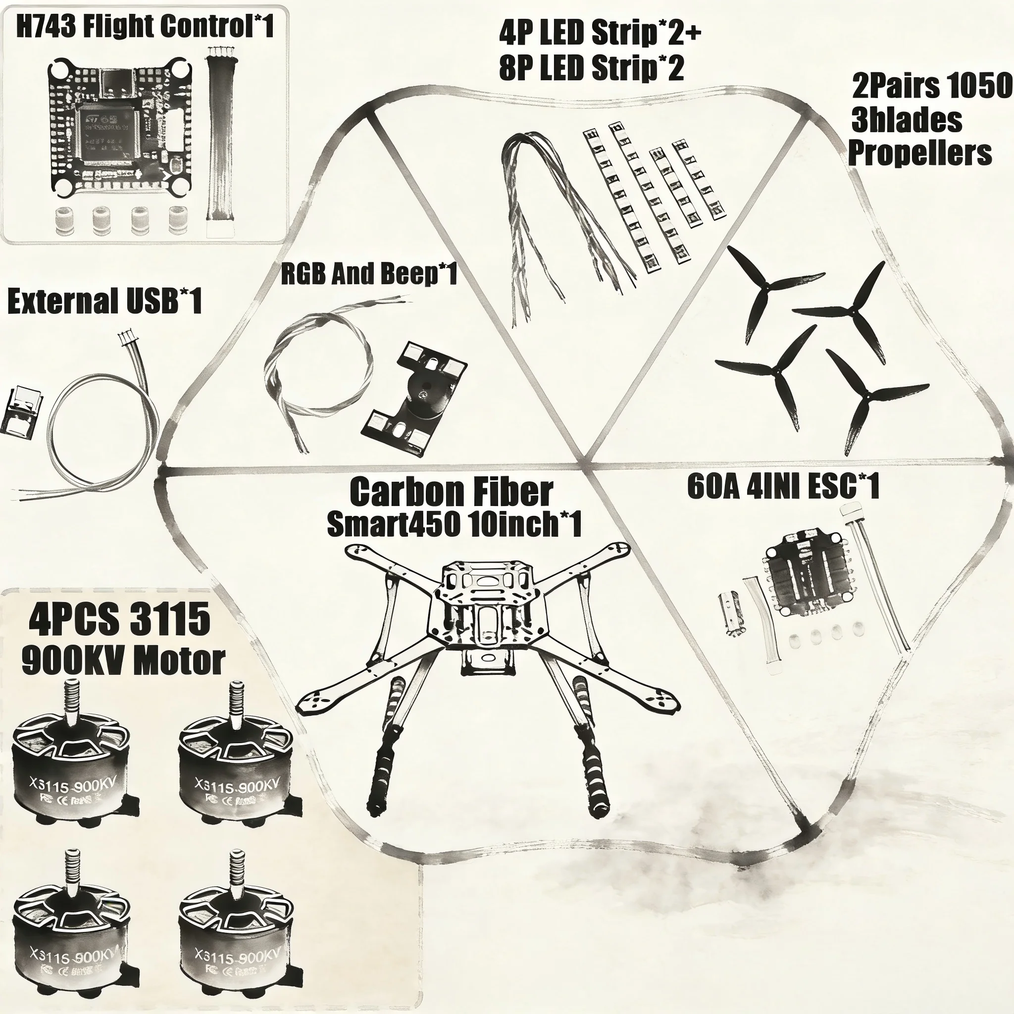 

Комплект рамы для FPV-дрона B-CUBE Smart380 450 9/10 дюймов, карбоновый гоночный квадрокоптер для фристайла, полетный контроллер INAV Beatflight F722
