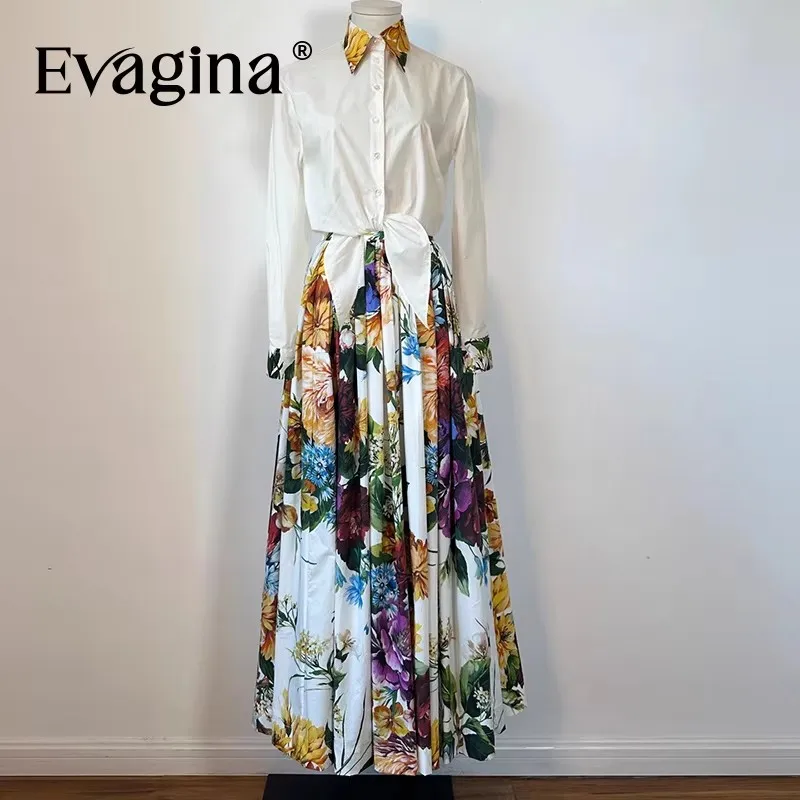 

Evagina Spring Поплин из чистого хлопка с воротником-поло и длинными рукавами для офиса Свободная и неэластичная белая рубашка женский топ