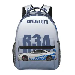 Skyline GTR R34 Backpacks Boys Girls Bookbag Children School Bags Cartoon Laptop Rucksack Shoulder Bag Large Capacity