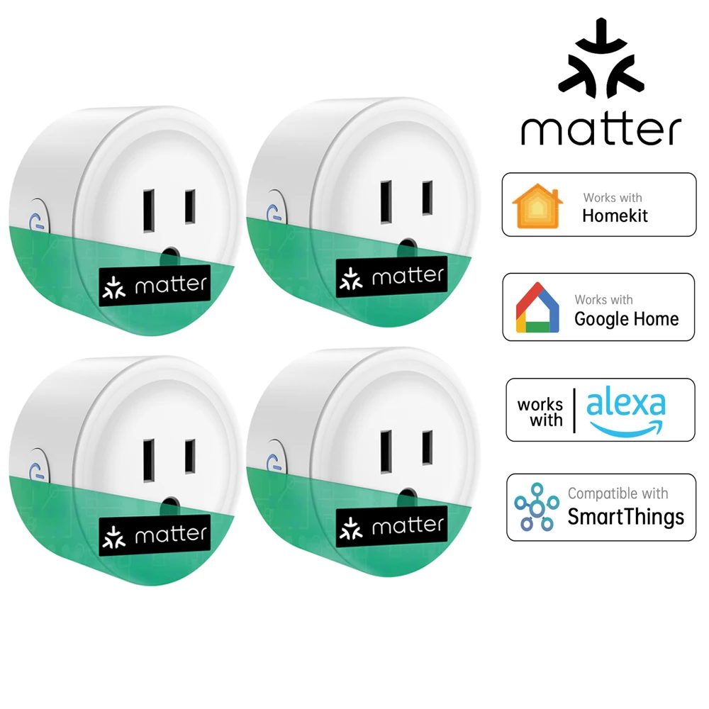 

Matter Smart Socket US Plug Alexa Voice Control Wireless Remote Control Timing On/Off Switch Home Automation Socket