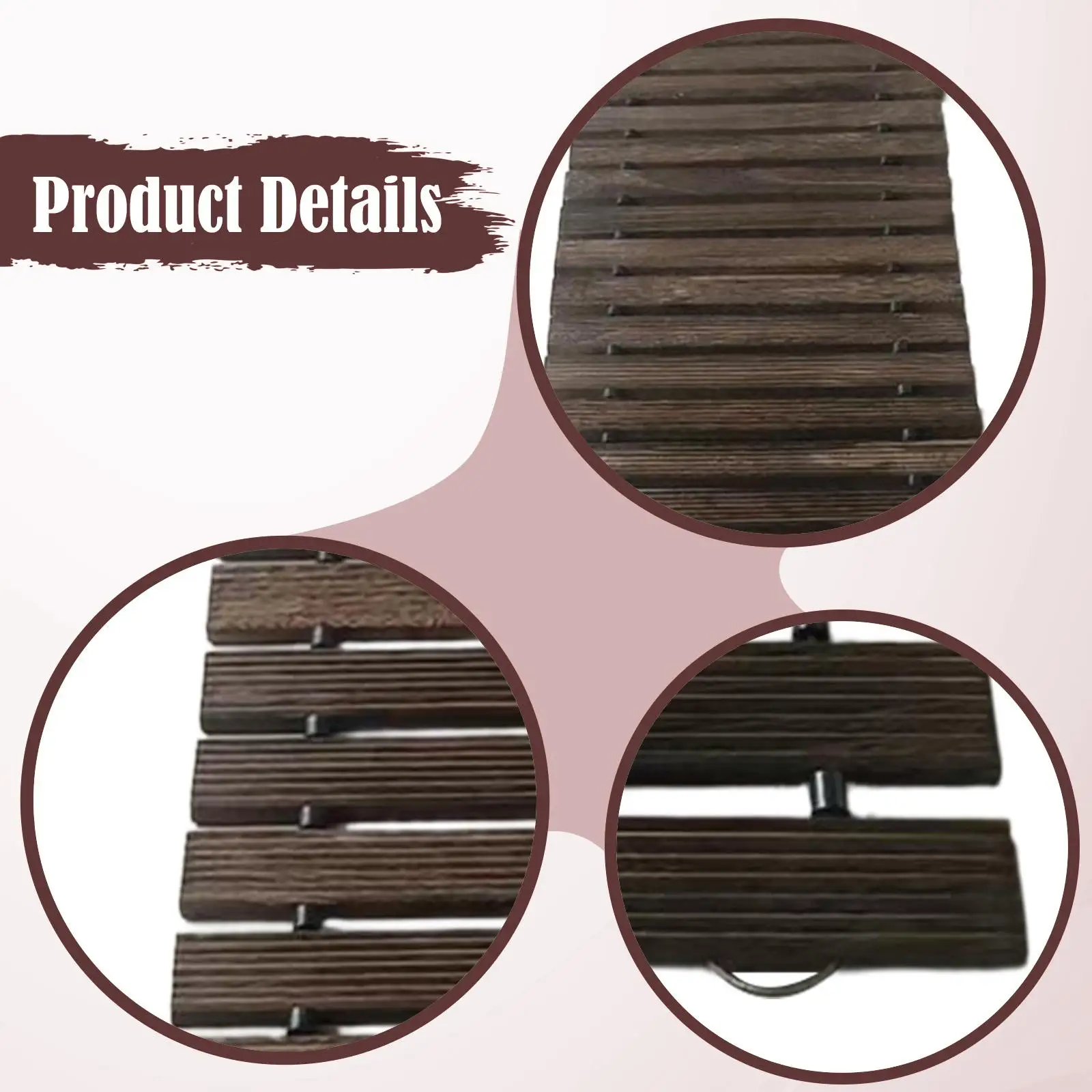 

Outdoor Wooden Garden Pathway Portable Straight Walkway Roll Up Patio Decoration for Backyard Courtyard Lawn Poolside