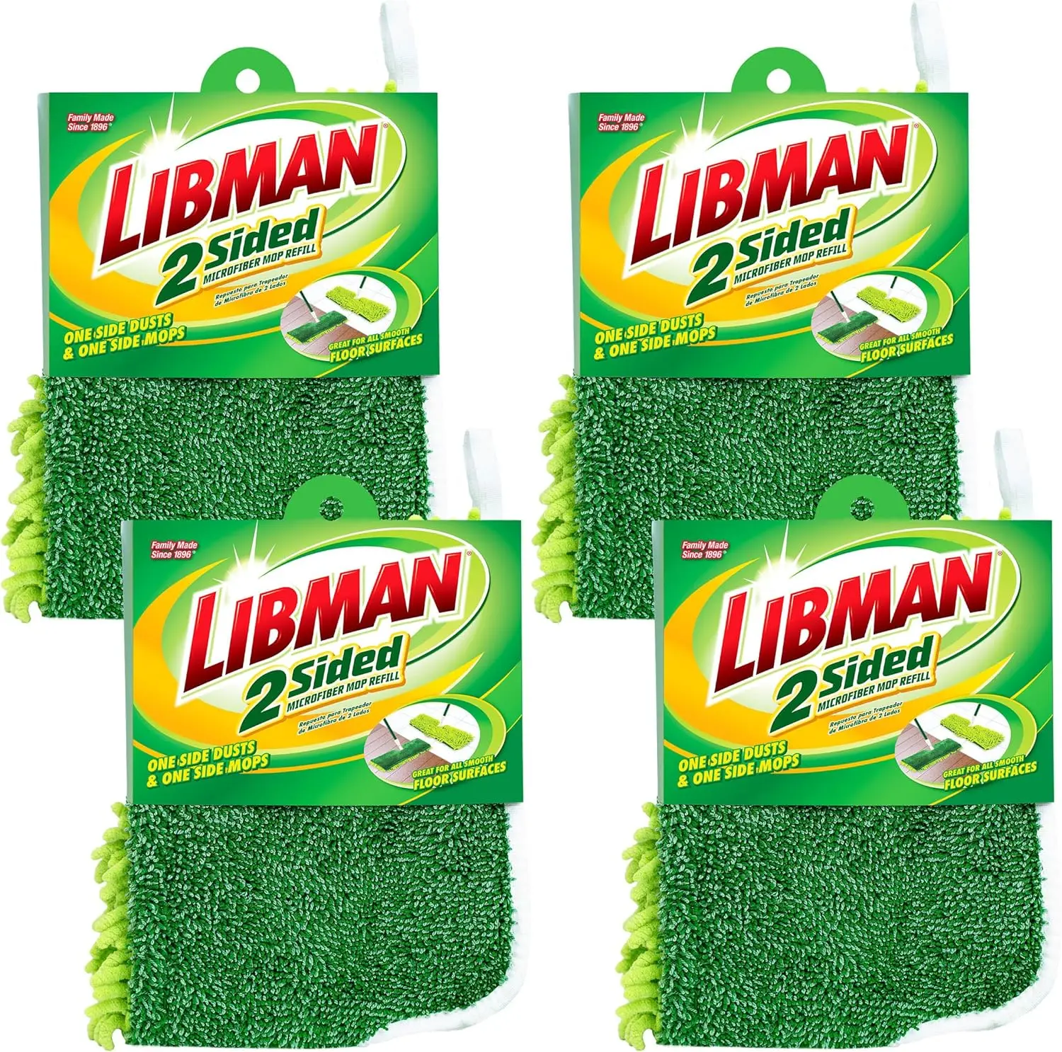 

4-Pack Dual-Sided Microfiber Mop Refills for Easy Cleaning on All Floors