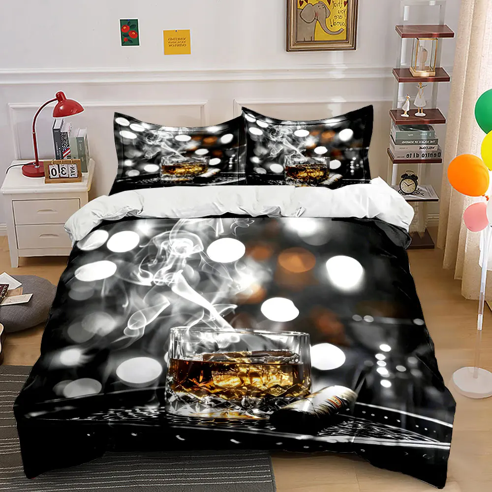 Whiskey, Cigar, and Relaxation Moments  kid's and adults' bedroom decor, Exquisite three-piece bedding set gift