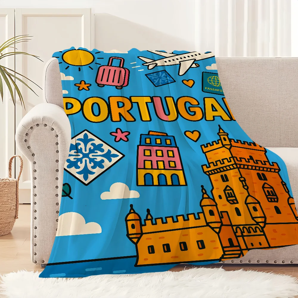 Фланелевое теплое художественное комфортное винтажное мягкое плюшевое одеяло Lizbon для портбельного дивана, гостиной, модного офиса, спальни, подарок для путешествий