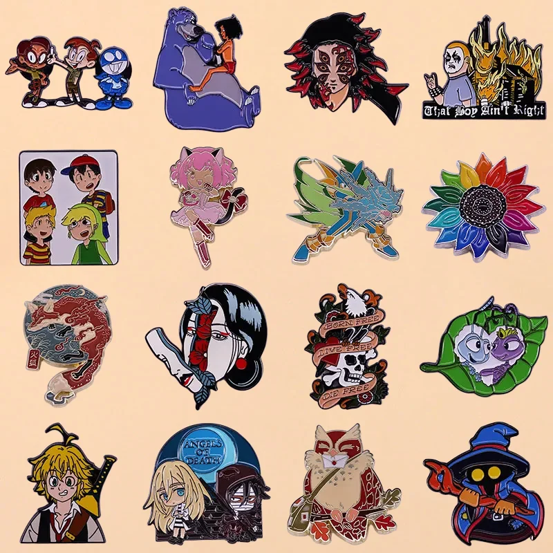 

Classic Cartoon Movies Games Figure Enamel Pin Lapel Pins for Backpacks Badges Accessories for Jewelry Cool Jewelry Brooch Gifts