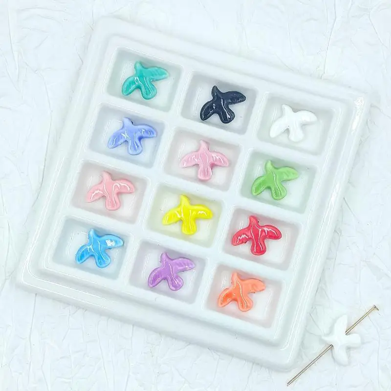 Hot Sale 10Pcs Peace Dove Ceramic Bird-Shaped Beads DIY Necklace Earrings Jewelry Accessories Pendants Loose Beads For Crafting