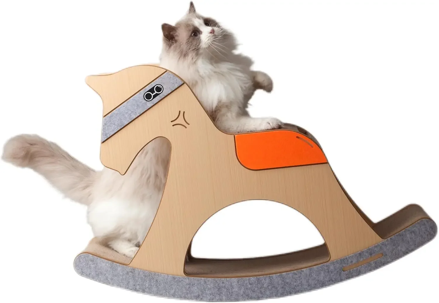 Rocking Horse Cat Tree - Vintage 3-in-1 Scratcher, Lounger, And Play Toy With Nostalgic Wooden Design, Cute And Multi-Functional