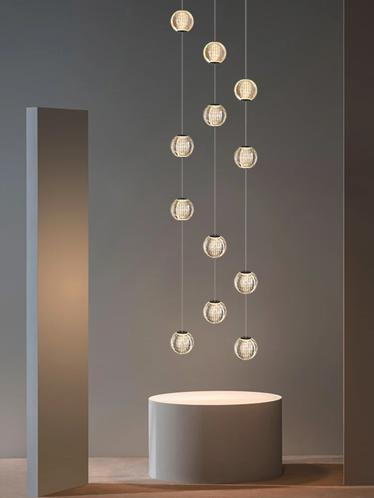 Nowoczesna kulista lampa wisząca luksusowy salon schody oświetlenie LED willa żyrandol sufitowy na poddaszu dekoracja wnętrz lampa wisząca