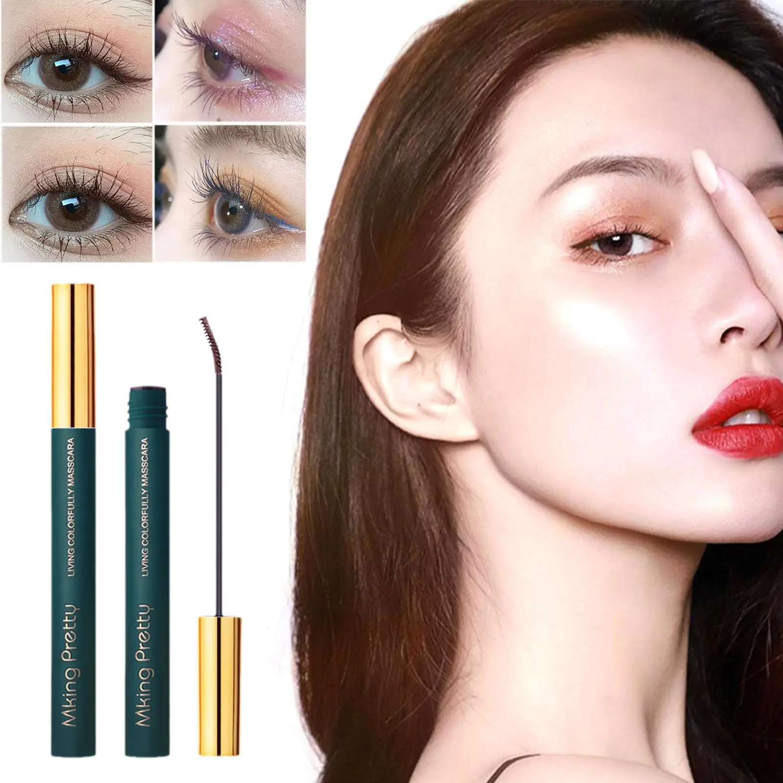 Magische Farbe dünne Wimpern tusche dicke wasserdichte lang anhaltende Schönheit Augen Make-up Pinsel Mascara natürliche косметика Wimpern n8e6