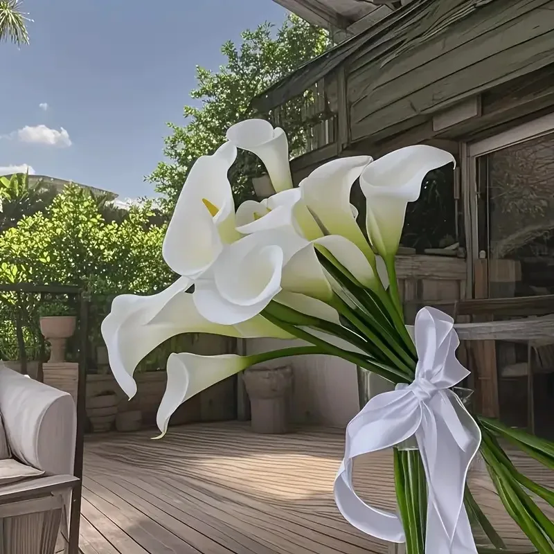 5/10 Stück Realistische Weiße Calla-Lilien Brautstrauß PU Calla Kunstblumen Heim Schlafzimmer Tischdekoration Fotografie-Requisite – Detail 10