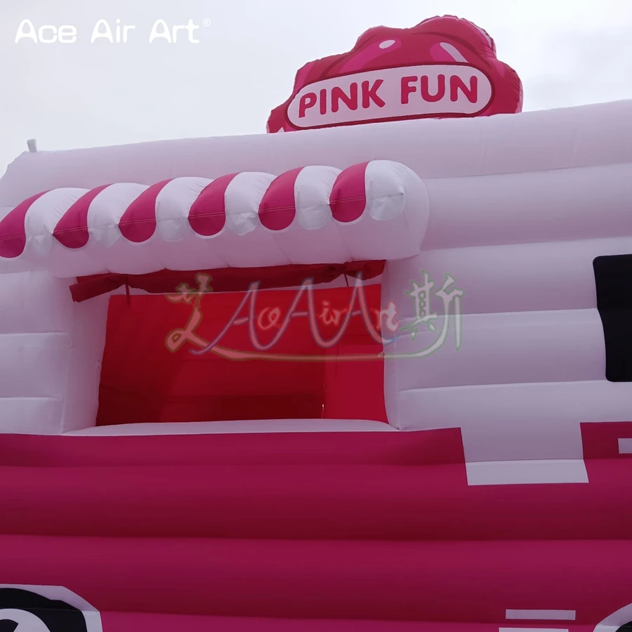 Portable Inflatable Ice Cream Truck Van with LED Lights, Food Booth Tent, Dining Car Kiosk for Advertising Promotion