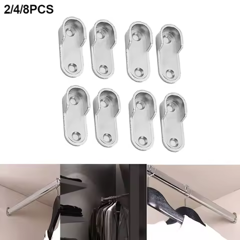 2/4/8pcs Wardrobe Bracket Heavy Duty Stainless Steel Rod Socket Flange Rod Holder Closet Rod End Support U Shaped Closet Bracket