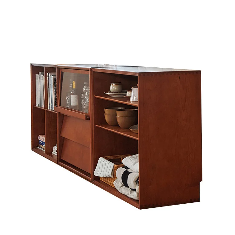 

Книжный шкаф из цельного дерева в скандинавском стиле, небольшая квартира, бытовая гостиная, бесплатная комбинация, витрина для хранения, кабинет, низкий пол