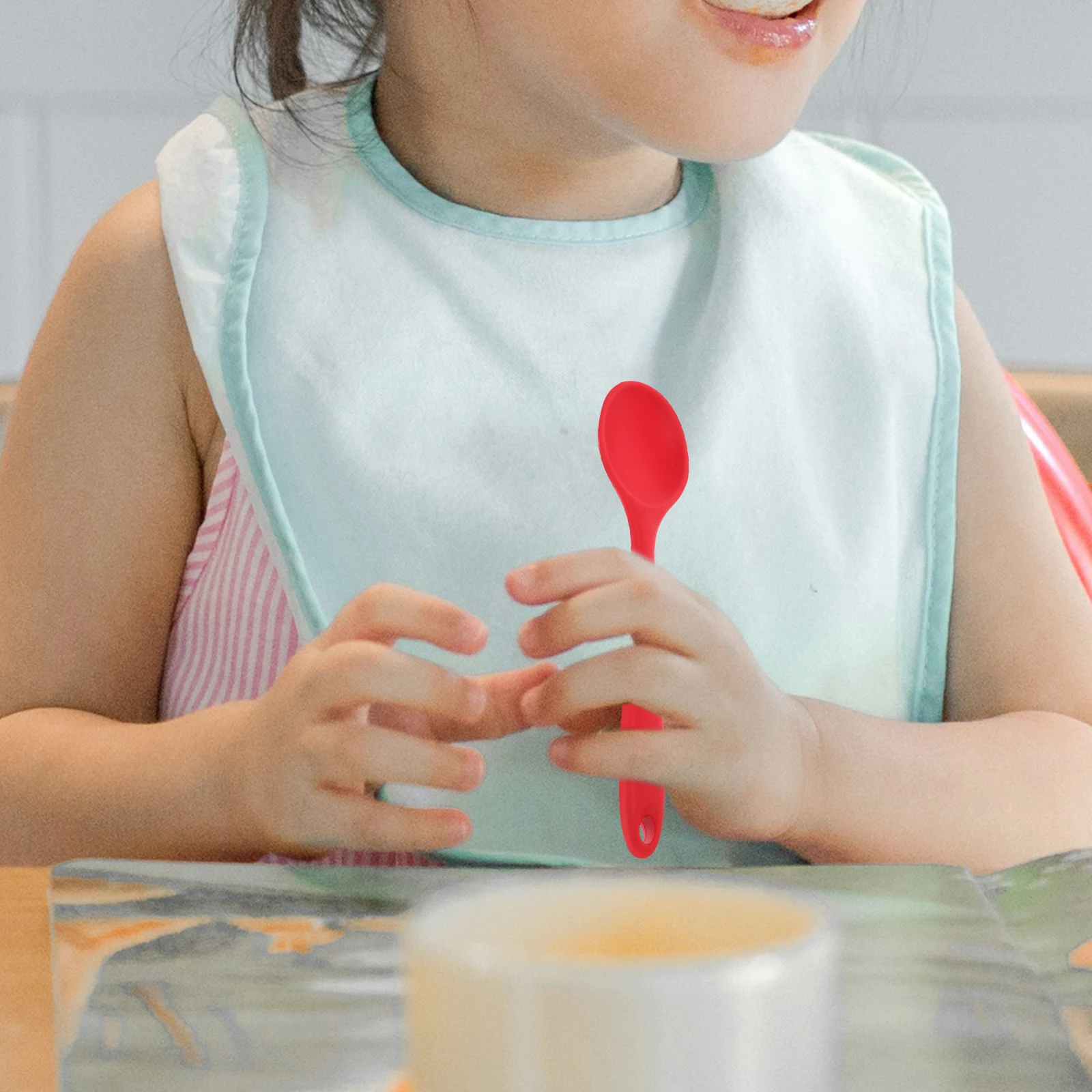 

Silicone Soup Spoon Ergonomic Handle Non-Stick Kitchen Cooking Spoon Multi-Function Mixing Serving Tool For Home Use