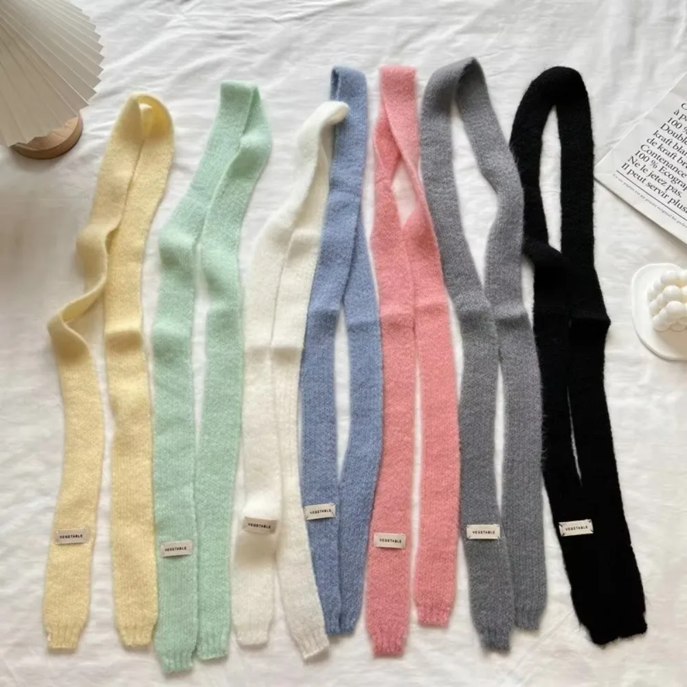 High Quality Solid color Winter Scarf Long Stackable Wear Knitted Scarf Narrow Scarf for Women