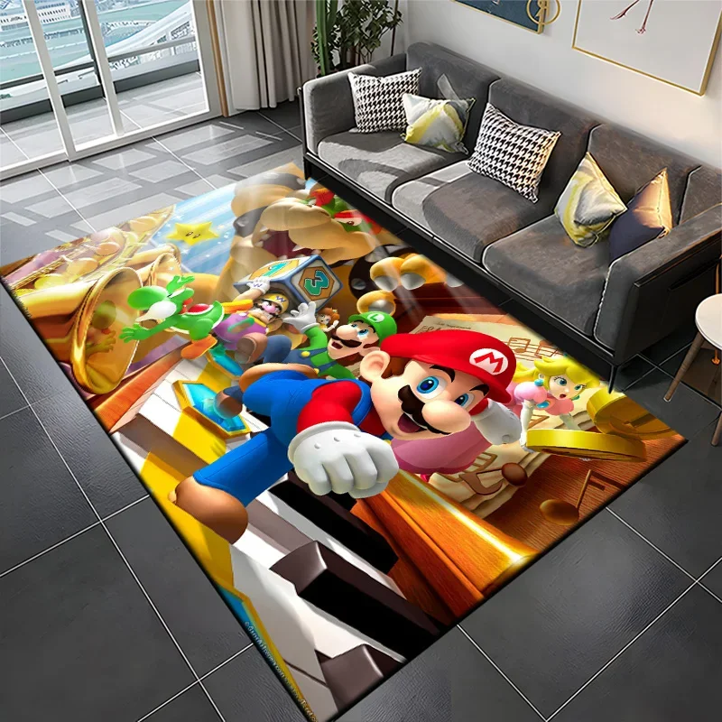 Classic Games Super Mario Bros Print Area Rug,Carpet for Home Living Room Bedroom Sofa Doormat Kitchen Decor,Non-slip Floor Mat