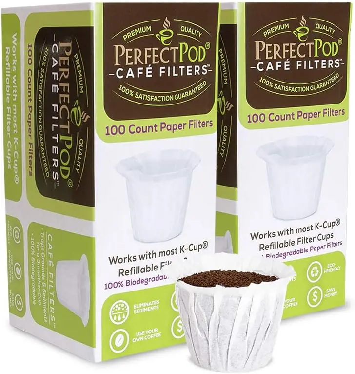 

Одноразовые бумажные фильтры для многоразовых кофейных капсул K-Cup, совместимые со всеми брендами - 200 штук