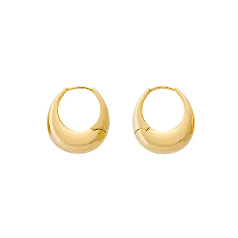2pcs Stainless Steel Smooth Metal Chunky Hoop Earrings for Women Girls, Fashion Round Circle Hoops Statement Earrings Jewelry image 4