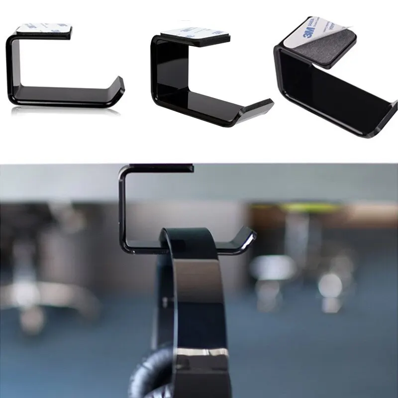 U-Shaped Headphone Rack, Wall Mounted, Acrylic Table Bottom, Headset Hook Bracket, Earplug Storage