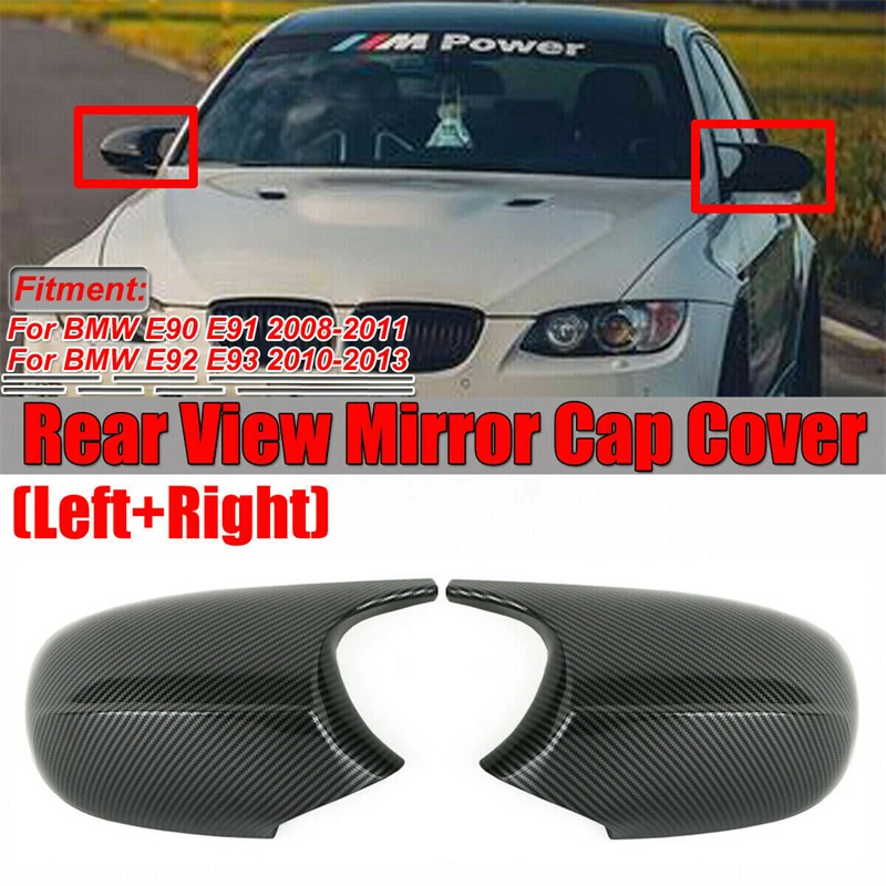 1 Pair M3 Style Carbon Fiber Pattern Rearview Side Mirror Cover Caps For BMW E90 E92 E93 LCI ABC Rear View Side Mirror Cover