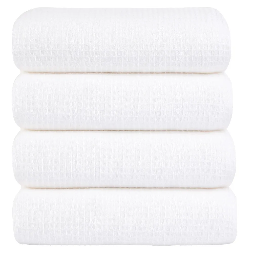 

4-Pack 100% Cotton Waffle Weave Absorbent Bath Towels 27 x 55 White
