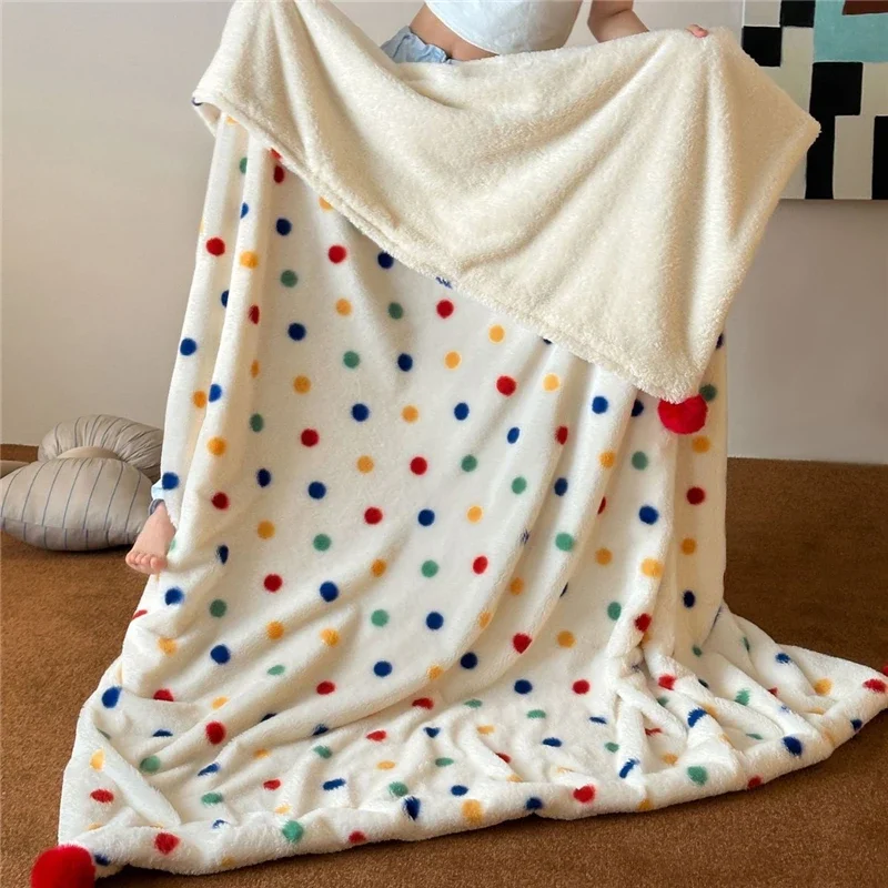 Cute Plush Blanket Winter Thickened Warm Double-sided Portable Bowknot Blanket Single and Double Car Sofa Blanket Soft Bedding