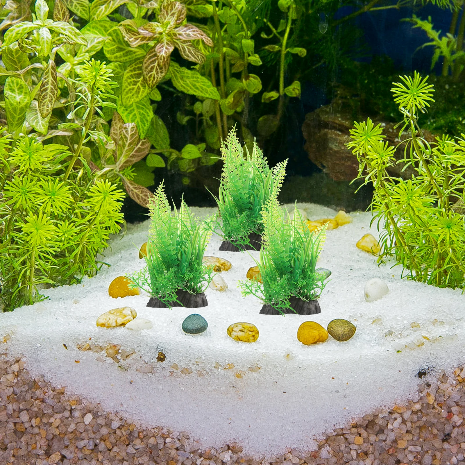 

3pcs Realistic Fake Water Aquarium Decor Tank Accessories Artificial Plants Fish Hiding Lifelike Plastic Figurines Underwater
