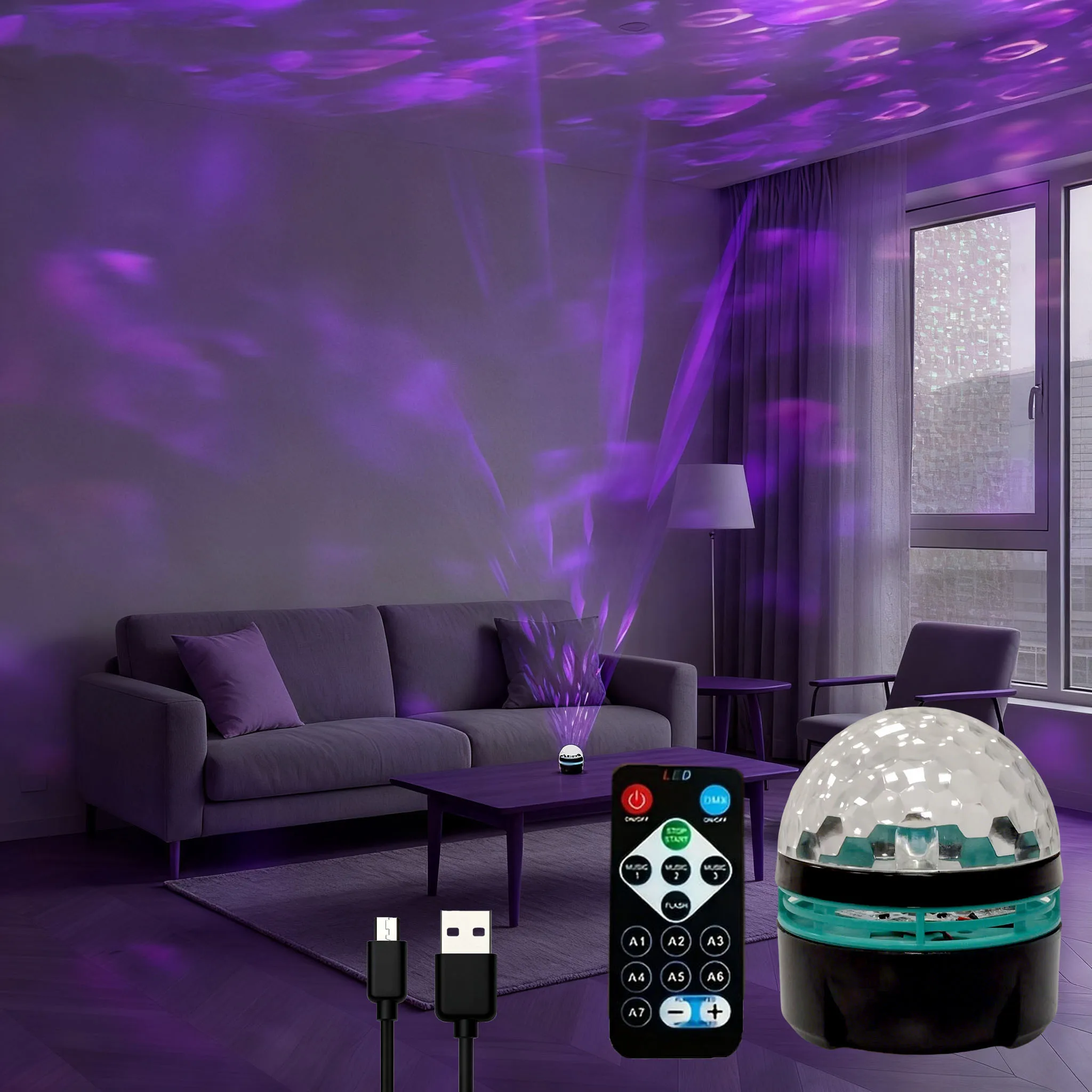 مصباح إسقاط LED USB أضواء التحكم عن بعد أضواء زخرفية لجو عيد الميلاد، أضواء داخلية، أضواء الحفلات.