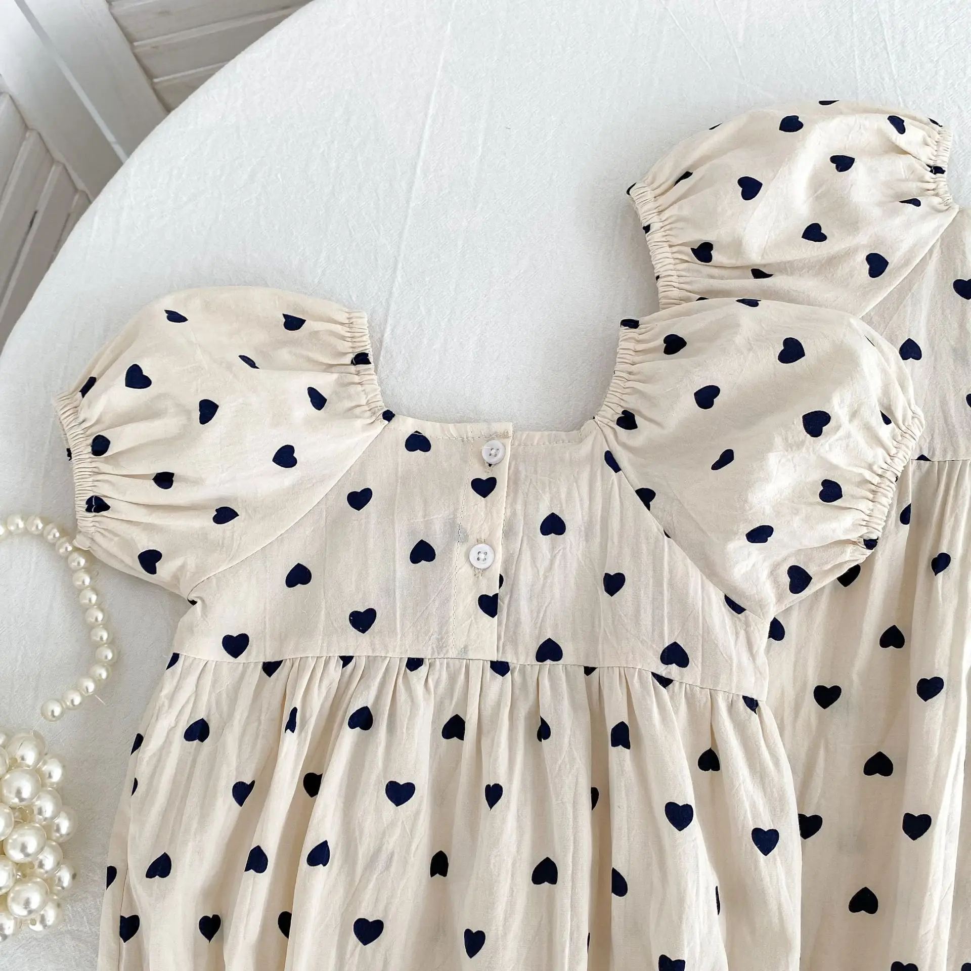 2026 Neues Frühlings-Schwesterkleid 2-6 Jahre Mädchen Partykleid Baumwolle Kinder Herzförmiges Kleid 0-24 Monate Baby Mädchen Kurzarm Bedruckter Strampler – Detail 24
