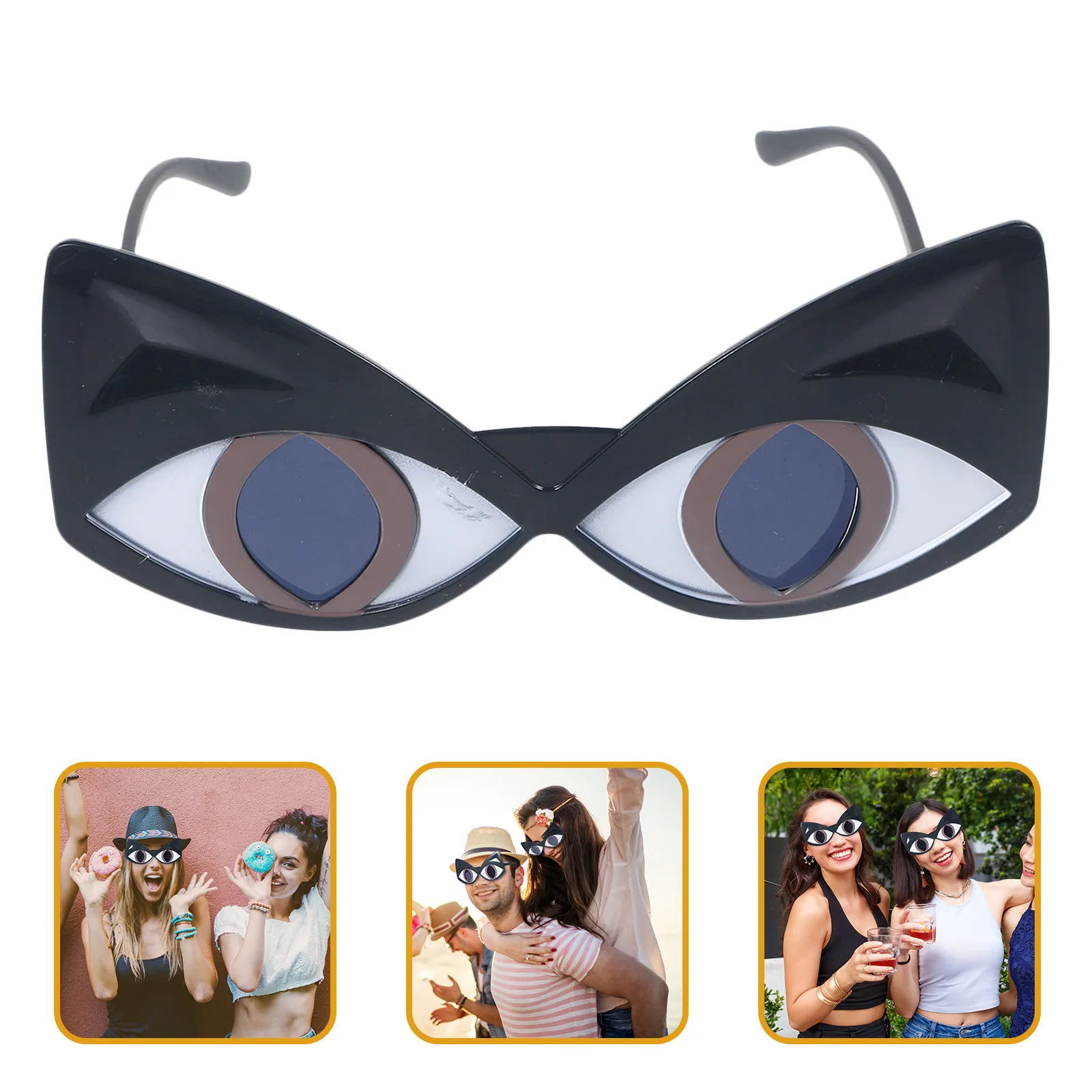 

2Pairs Cat Eye Sunglasses Funny Party Photo Props Over-Sized Adorable Chic Novel Shades Eye-Catching Party Glasses