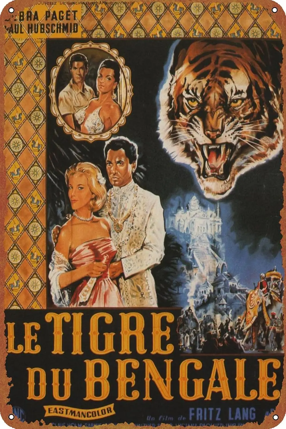 1p,The Tiger of Eschnapur Poster Tin Logo Metal Style Cafe Home Bar Garage Garden Door Wall Art Decor  inches