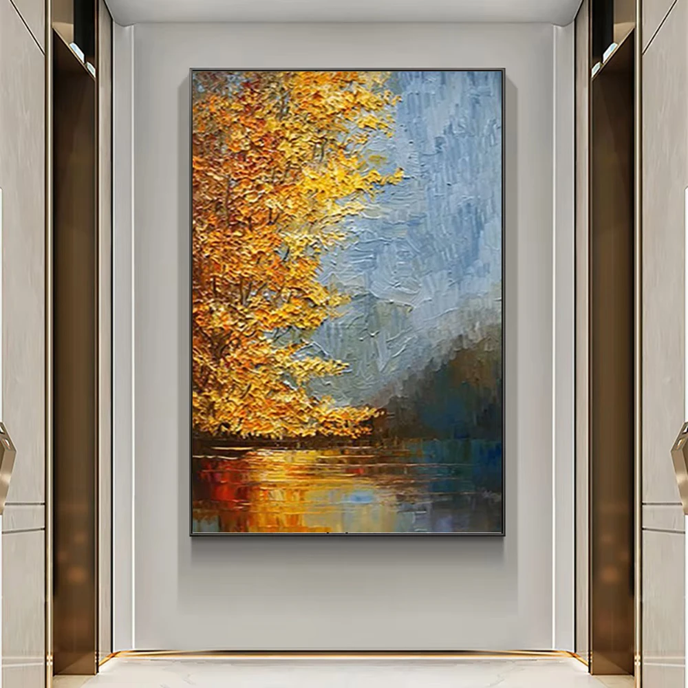 

Abstract 3 D Autumn Scenery Painting Home Decor Wall Art Hand Painted Oil Painting On Canvas Texture Paintings For Living Room