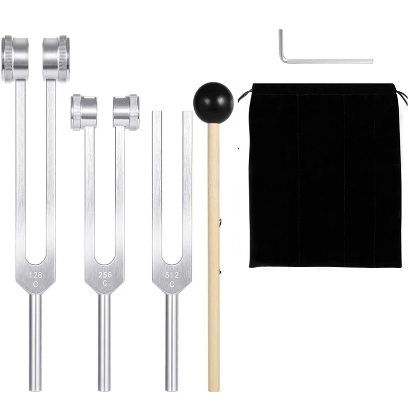 

2X (128Hz, 256Hz, 512Hz)Tuning Fork Set, Tuning Forks With Reflex Hammer For Chakra/Healing/Sound Therapy/DNA Repair