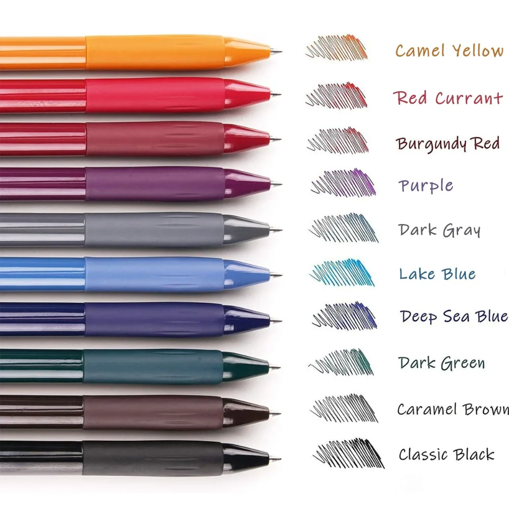 

10 Colors Vintage Gel Ink Pens Retractable Quick Dry Smooth Ink Fine Point 0.5mm Colors for Journaling Drawing Stationery