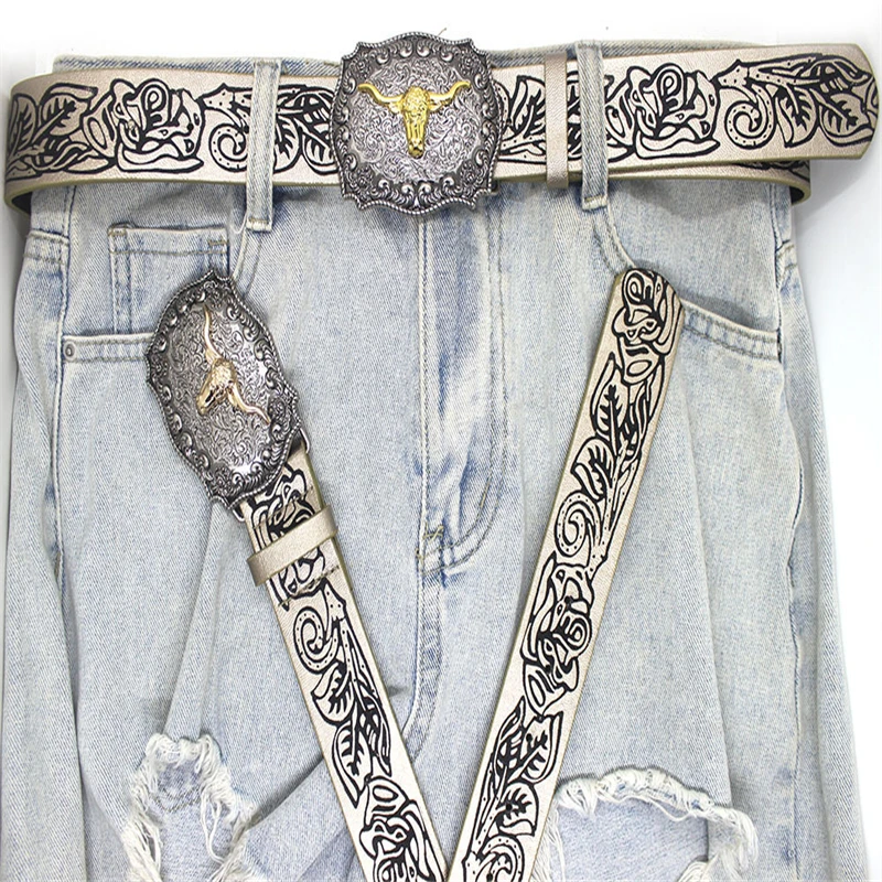 3.6Cm Retro Riemen Mode Embossing Mannenriemen Business Punk Hardware Jeans Riem Designer Riem Veelzijdige Vrouw Riem Accessoires