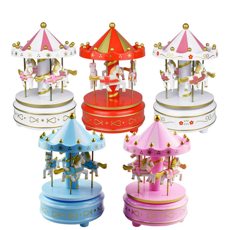 Merry-go-round Music Boxes Geometric Music Baby Room Decoration Gifts Unisex Christmas Horse Carousel Box Home Decor