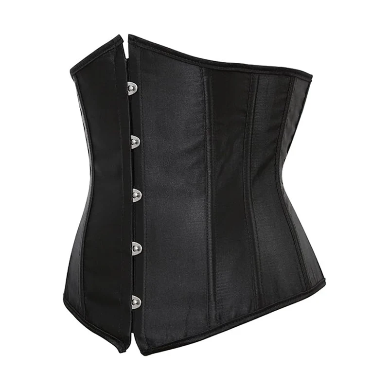 BurVogue Women's Satin Underbust Corset Bustier Waist Training Cincher Plus Size Sexy Lace Up Bustiers & Corsets