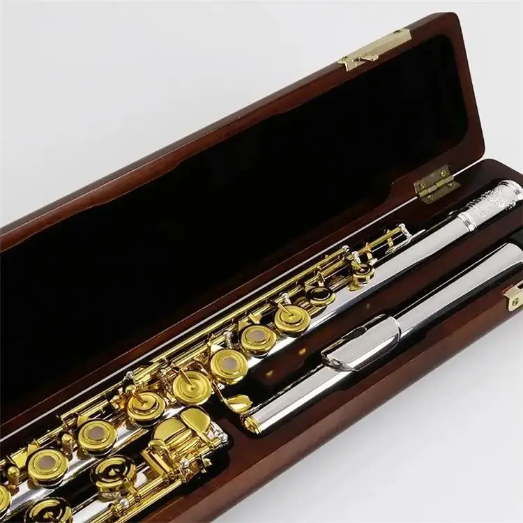 German plated 24K gold flute, 17 inch dual-purpose gold-plated flute, professional flute instrument S6, playing and grading inst