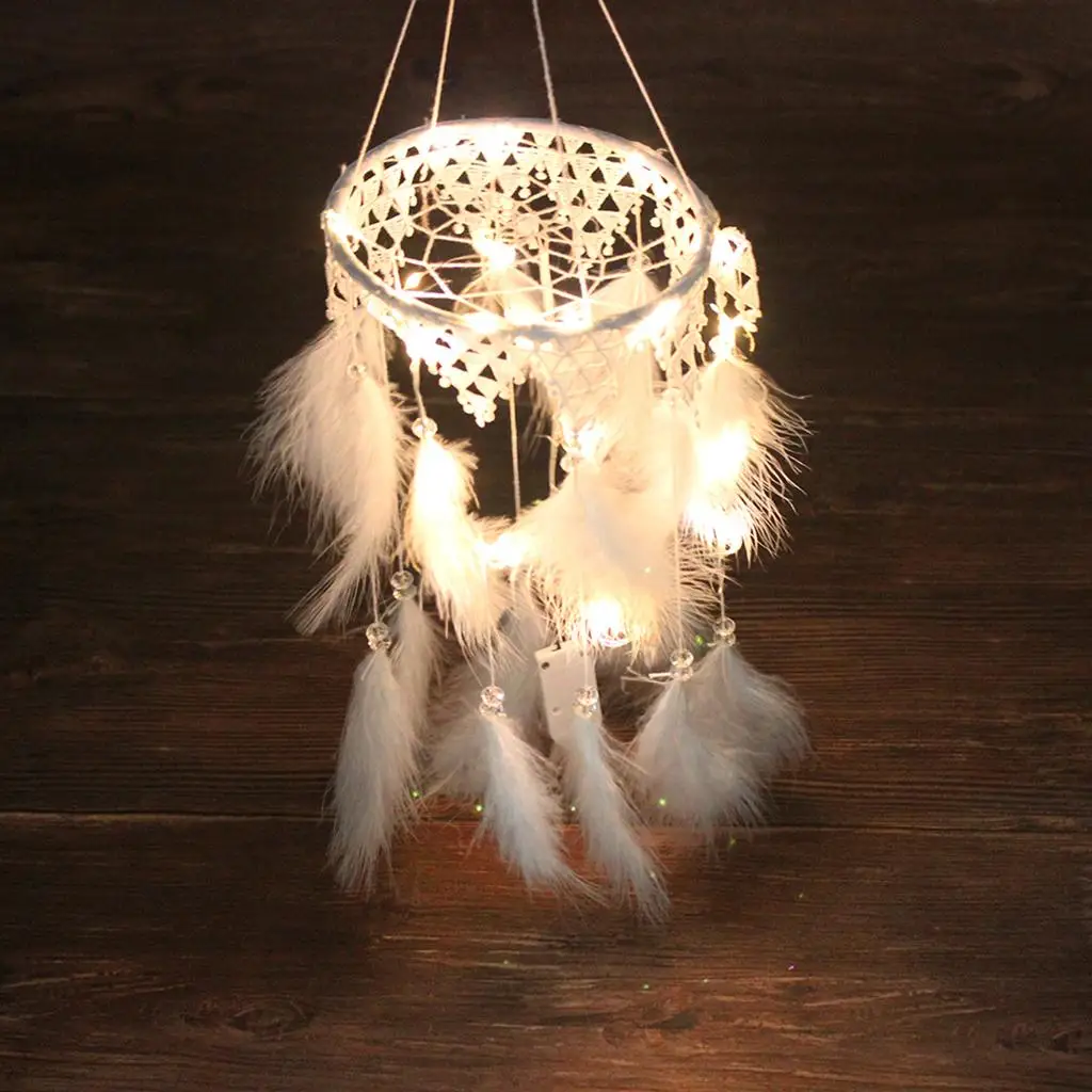 Handmade Dream Catcher Lantern Night Light Maiden Room Decor Wind Chimes