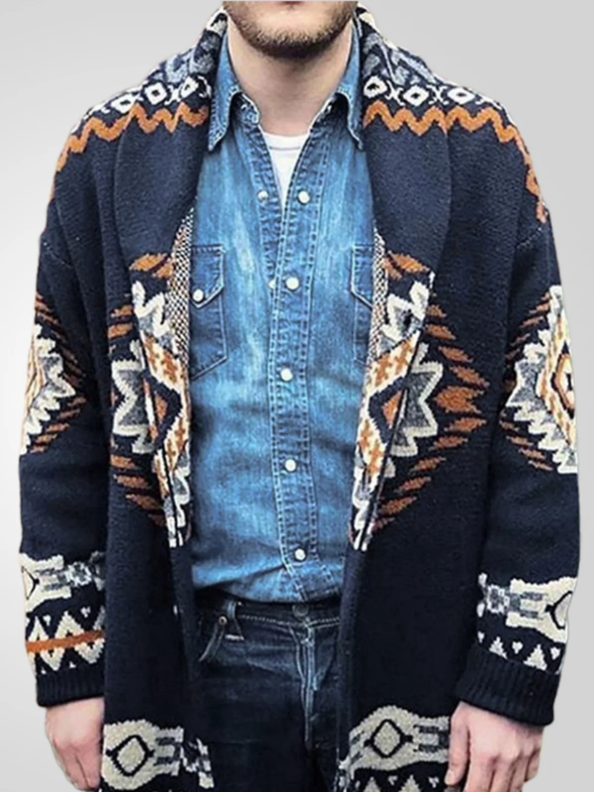 

Мужской вязаный кардиган в американском ретро-стиле, плотный, с длинным рукавом, на пуговицах, теплый, повседневный, зимняя верхняя одежда