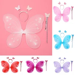 Kids Butterfly Headband Wings 1 Pc Girls Summer Photography Children Yellow Green Purple Pink Fairy Tale Props