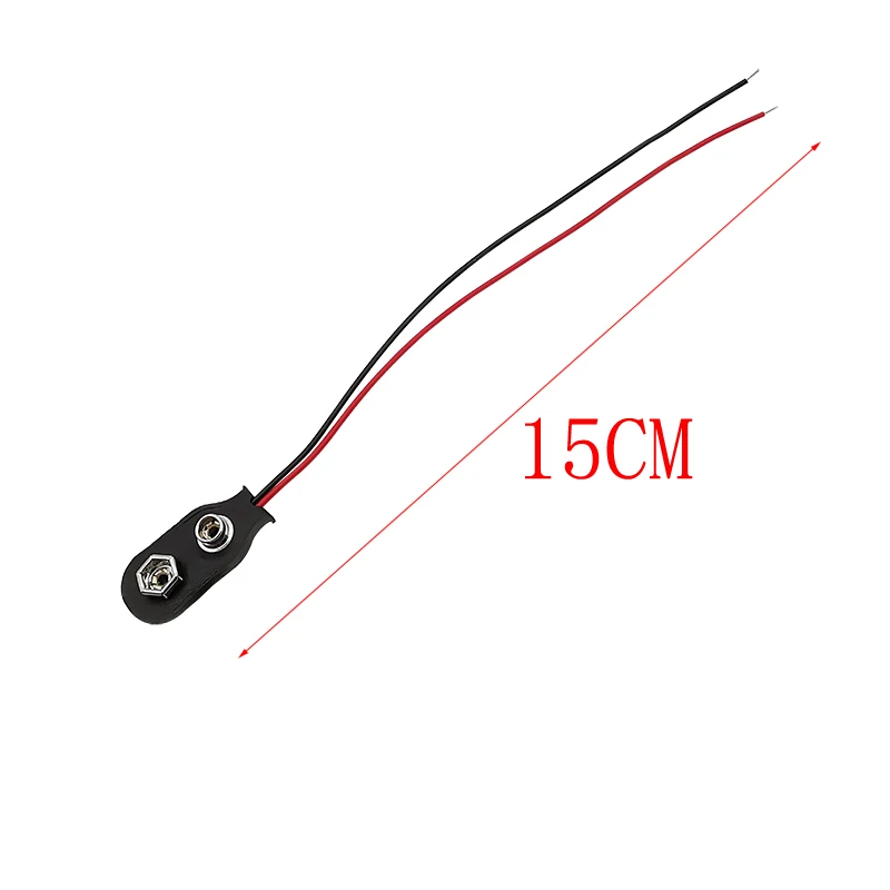 5Pcs 9V Battery Clips Red Black Wire Cable Connection Connector 9 Volt Battery Clip Snap Clamp Test Lead Wires Length 15CM