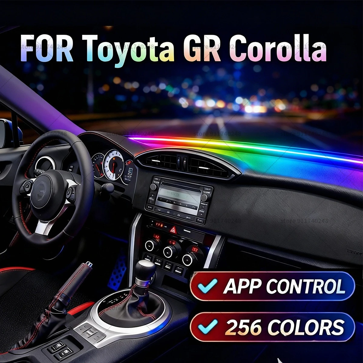 

For Toyota GR Corolla Automotive decoration light strip, colorful acrylic front windshield soundproofing strip, ambience light
