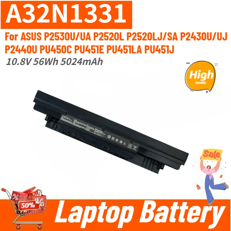 

A32N1331 High Quality Laptop Battery 10.8V 5024mAh For Asus PU450 PU451LD PU550 E451 E551 PRO450 PRO551L PRO551E PU551 P2530U