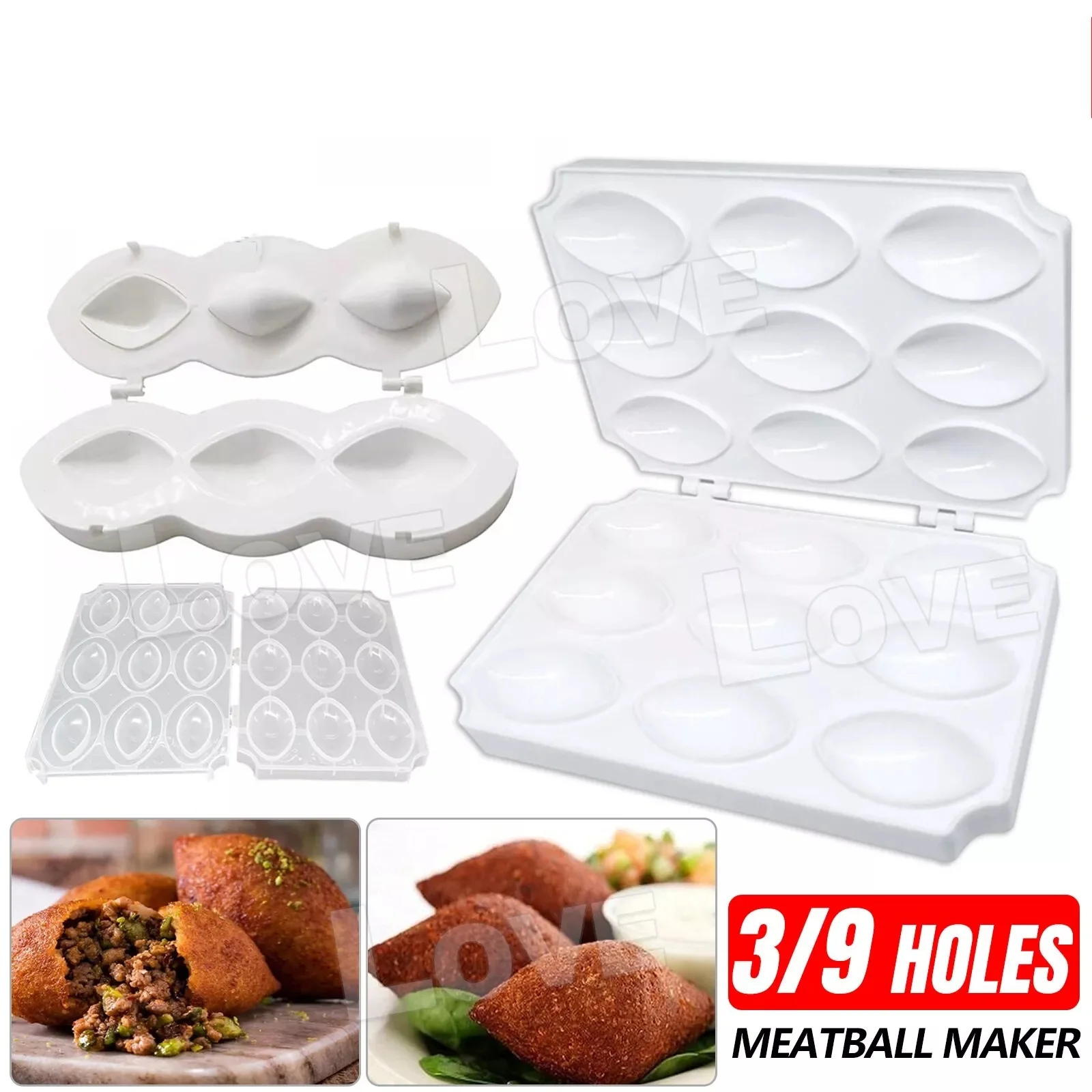 

Meatball Maker Manual Meatloaf Mold Kibbeh Maker Press Minced Processor Tool