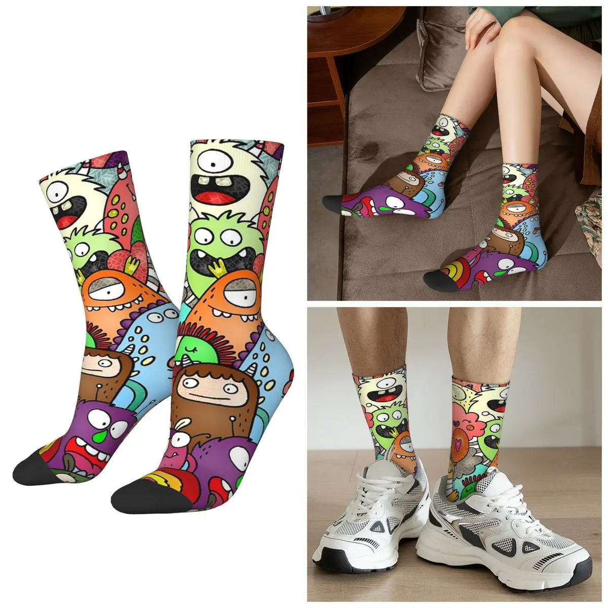 

All Seasons Cartoon Character Style Socks Harajuku Sport Middle Tube Socks Hip Hop Stockings for Men Women Christmas Gifts