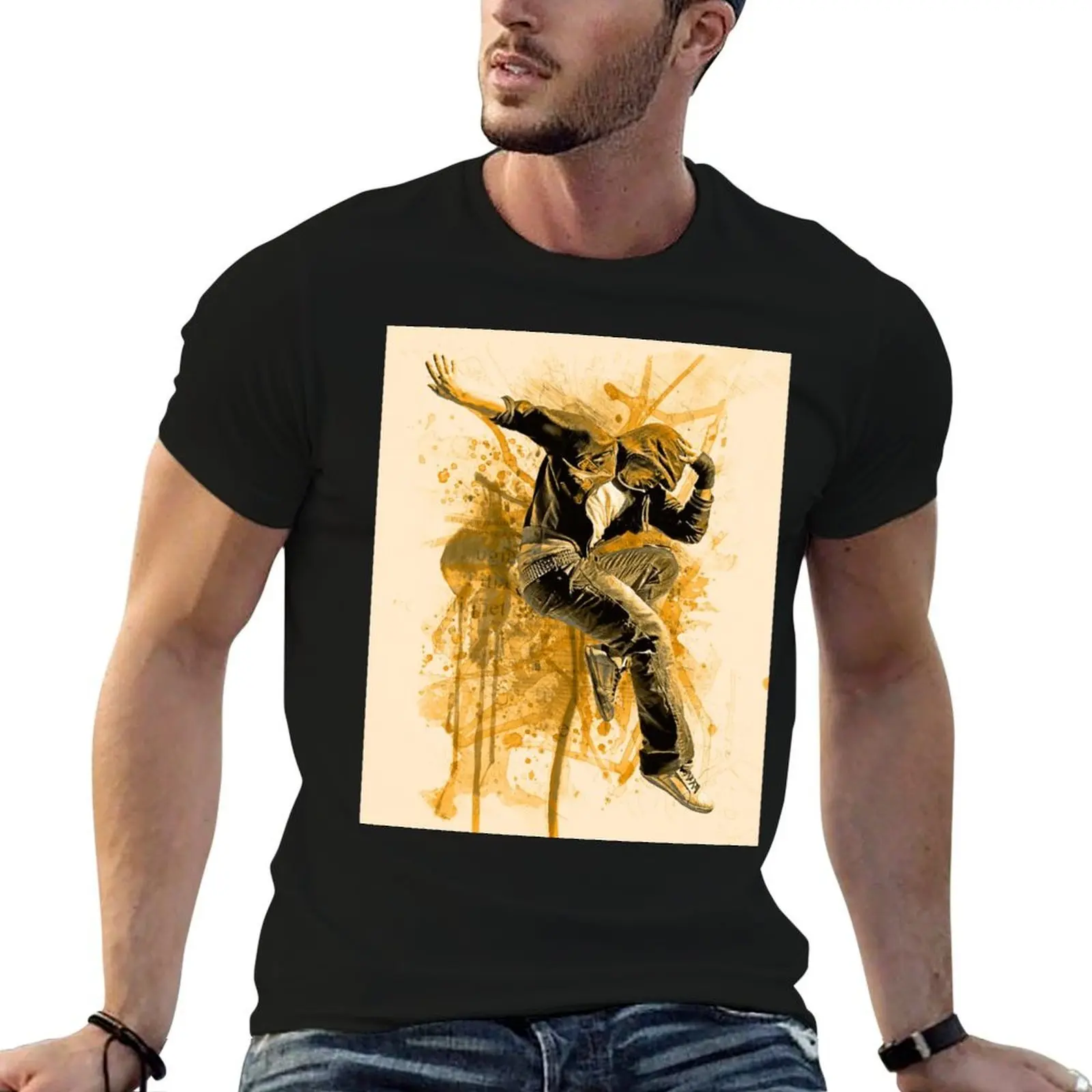 l'homme, gar?on, hommes, saut, danse, hip hop T-Shirt man t shirt heavy cotton t shirt personalised T-Shirt