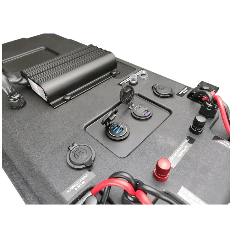 

NEW 12V Portable Power Station Deep Cycle AGM Solar Battery Box with Integrated 25A DCDC Charger