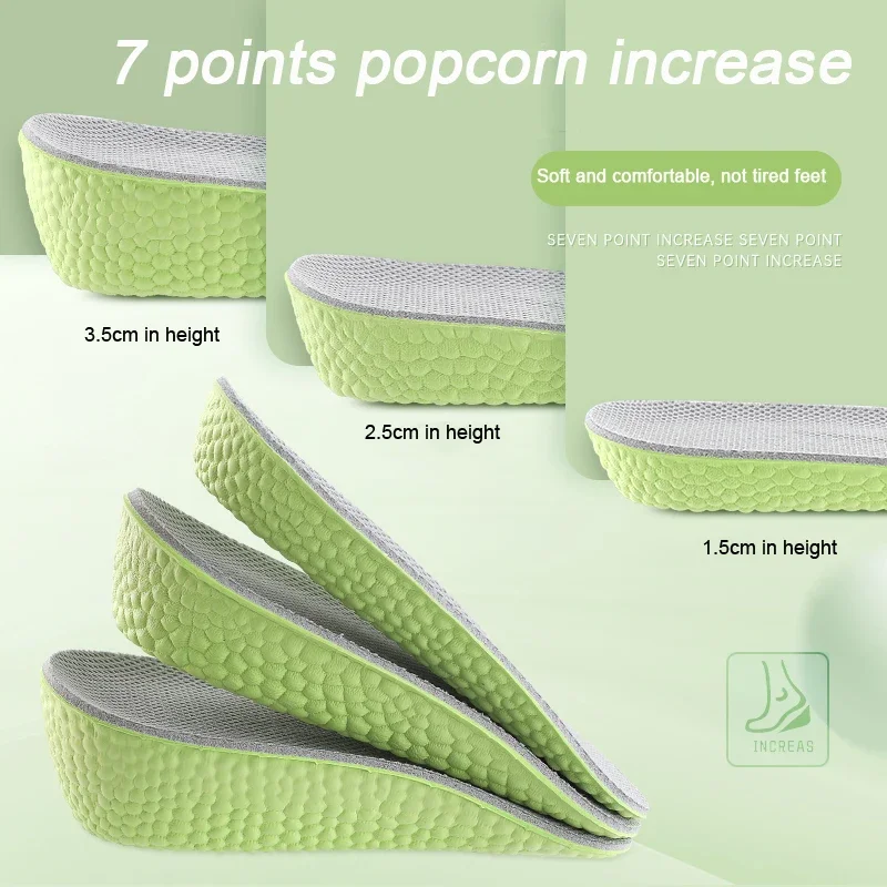 Soletta per aumento di altezza Soletta interna invisibile per rialzo Sneaker Mezza cuscino Scarpe sportive Cuscinetti Boost per uomo Donna 1,5-3,5 CM