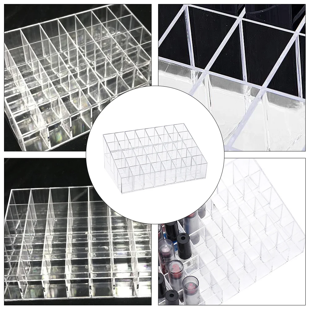 40 -Slot Grid Lipstick Stand Rack Organizer Nail Polish Gloss Storage Plastic 40-grid Clear Holder